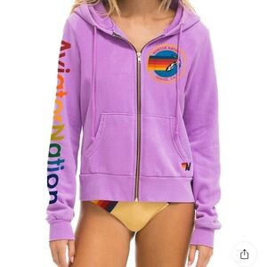 Aviator Nation Aspen Colorado, Lavender Hoodie with Rainbow Accents